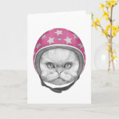 ペルシャ猫バイクライダー カード (黄色い花)