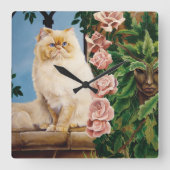 ペルシャ猫バラドライアド スクエア壁時計 (正面)