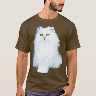 ペルシャ猫ホワイトキッチングリーンアイズ Tシャツ