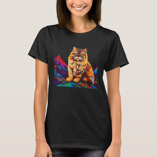 ペルシャ猫ポップアート Tシャツ (正面)