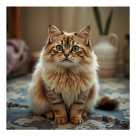 ペルシャ猫ラウンジ床ユーモア装飾ポスター ポスター