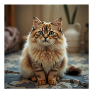 ペルシャ猫ラウンジ床ユーモア装飾ポスター ポスター