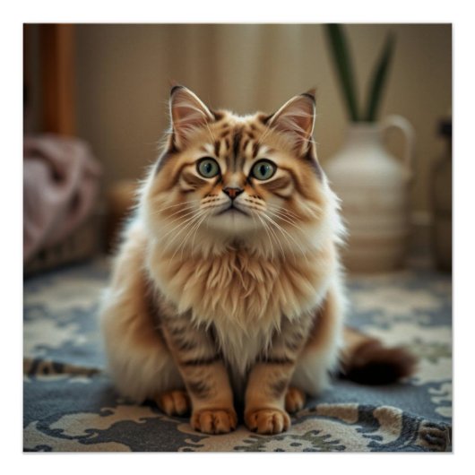 ペルシャ猫ラウンジ床ユーモア装飾ポスター ポスター (正面)
