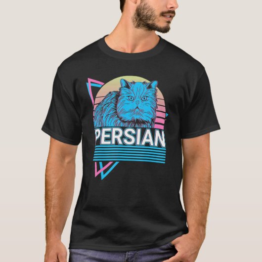 ペルシャ猫レトロ Tシャツ (正面)