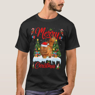 ペルシャ猫好きクリスマス照明サンタペルシャ猫 Tシャツ