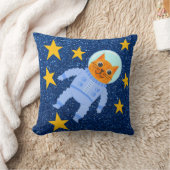 ペルシャ猫宇宙飛行士ネイビーブルーグリッター銀河系 クッション (ブランケット)
