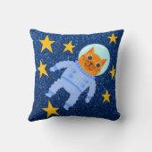 ペルシャ猫宇宙飛行士ネイビーブルーグリッター銀河系 クッション (裏面)