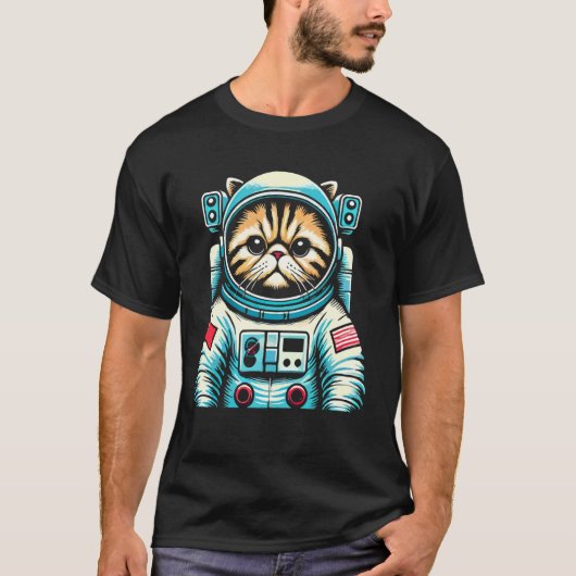 ペルシャ猫宇宙飛行士宇宙スーツ Tシャツ (正面)