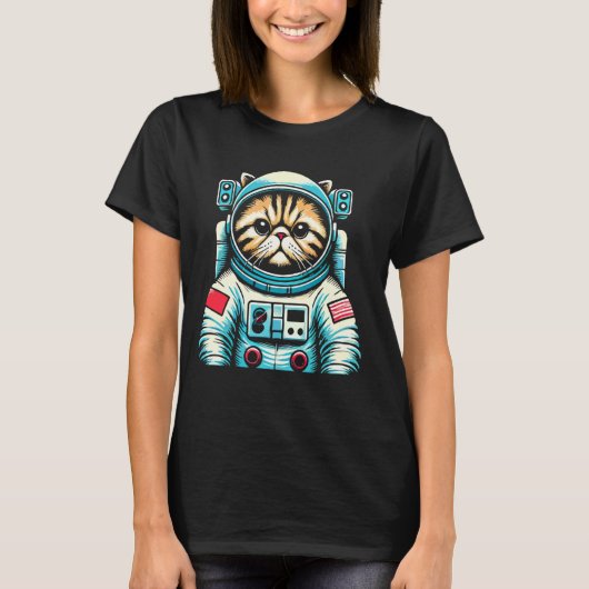ペルシャ猫宇宙飛行士宇宙スーツ Tシャツ (正面)