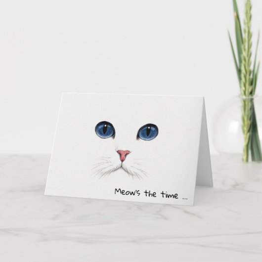 ペルシャ猫顔誕生日 カード (正面)