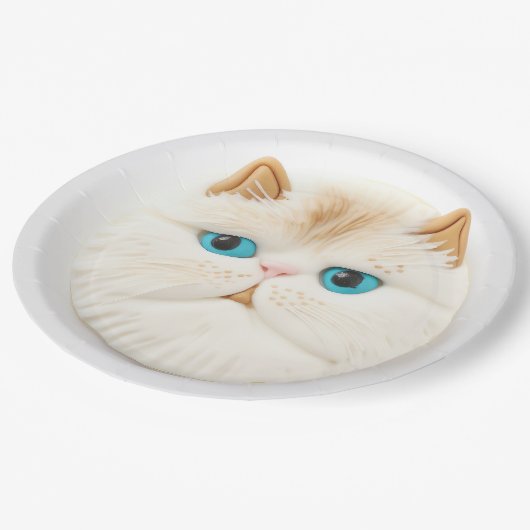 ペルシャ猫3D インスパイア ペーパープレート (アングル)