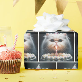ペルシャ猫(お誕生日ケーキ) ラッピングペーパー