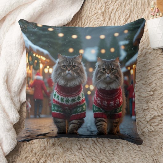 ペルシャ猫 クリスマス スノー ホリデー クッション (ブランケット)