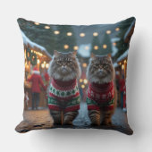 ペルシャ猫 クリスマス スノー ホリデー クッション (正面)