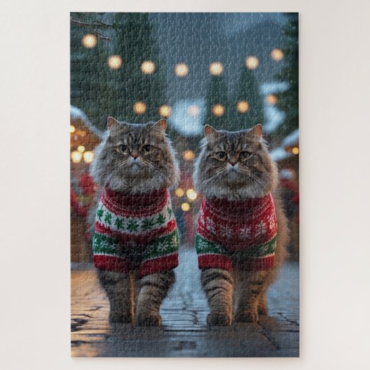 ペルシャ猫 クリスマス スノー ホリデー ジグソーパズル (縦)