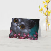 ペルシャ猫 – ピンクの花カスタマイズのカード カード (黄色い花)