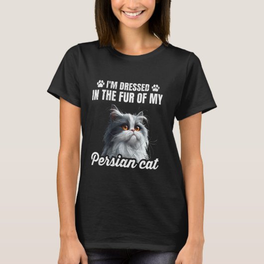 ペルシャ猫 ペルシャ猫の毛に私はハマってます Tシャツ (正面)