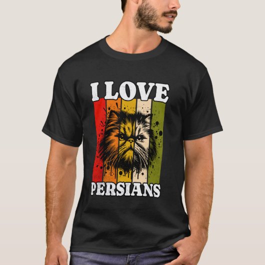ペルシャ猫 レトロ ペルシャ猫大好き Tシャツ (正面)