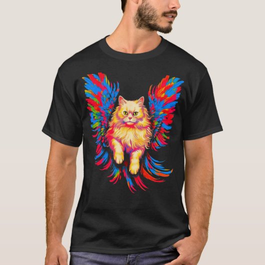 ペルシャ猫 天使の羽 Tシャツ (正面)