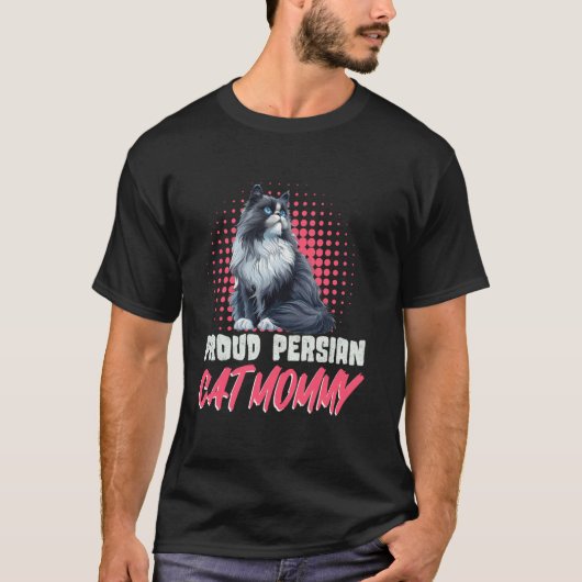 ペルシャ猫 自慢のペルシャ猫ママ ペルシャ猫 Tシャツ (正面)