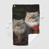 ペルシャ猫 雪景色 ソリ クリスマス装飾 ゴルフタオル (インサイチュ)