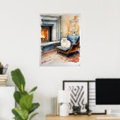 ペルシャ猫 – Cat Artプリント ポスター (ホームオフィス)