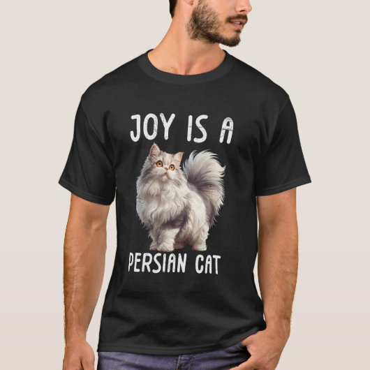 ペルシャ猫 JOY IS A PERSIAN CAT ペルシャ猫が好き Tシャツ (正面)