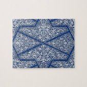 ペルシャ瓦の模様 – コバルトブルーと白 ジグソーパズル (横)