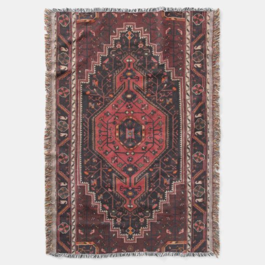 ペルシャ絨毯イースタンアクセントヴィンテージトルコレトロ スローブランケット (正面縦)