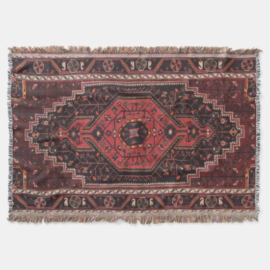 ペルシャ絨毯イースタンアクセントヴィンテージトルコレトロ スローブランケット (正面)