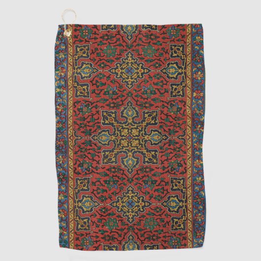 ペルシャ絨毯 カーペット 赤 青 クラシック ゴルフタオル (正面)