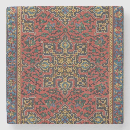 ペルシャ絨毯 カーペット 赤 青 クラシック ストーンコースター (正面)