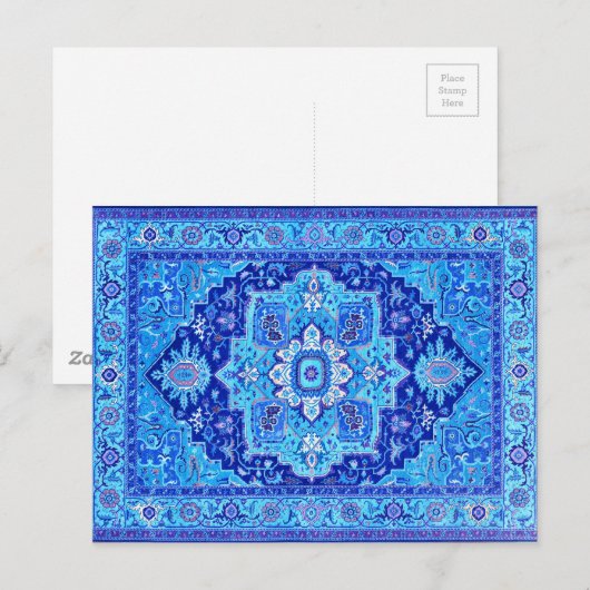 ペルシャ絨毯 – 青 ポストカード (正面/裏面)