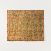 ペルシャ語でミュートされた緑の黄色の青 タペストリー (正面(横))