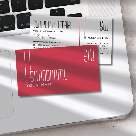 ペルシャ赤と白イニシャルプロフェッショナル 名刺