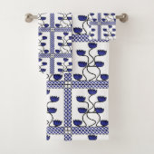 ペルシャ青フローラ幾何学模様 バスタオルセット (インサイチュ)