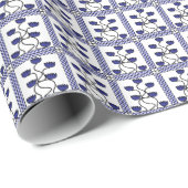 ペルシャ青フローラ幾何学模様 ラッピングペーパー (ロールコーナー)
