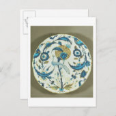 ペルシャ風の美しい皿に、枝にとまる孔雀が描かれている ポストカード (正面/裏面)