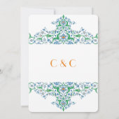 ペルシャ風トルコ・アラビア・モロッコの結婚式またはパーティー 招待状 (裏面)