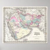 ペルシャ、アフガニスタン、アラビアの地図 ポスター (正面)