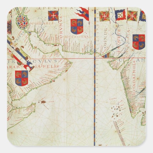ペルシャ、アラビア、インドの地図 スクエアシール (正面)