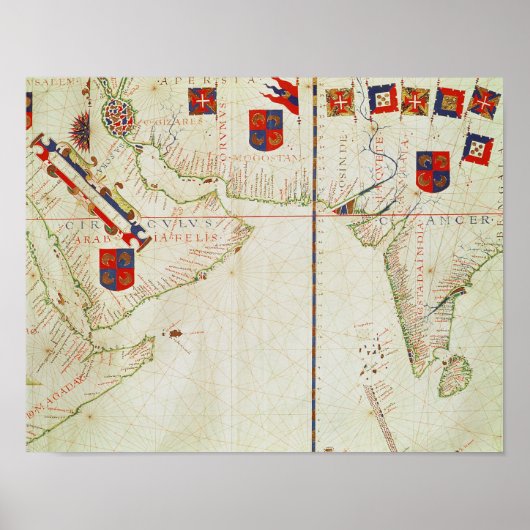 ペルシャ、アラビア、インドの地図 ポスター (正面)