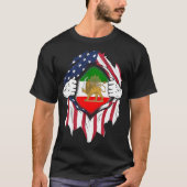 ペルシャ 歴史的なイランの旗 手で裂く旗 Tシャツ (正面)