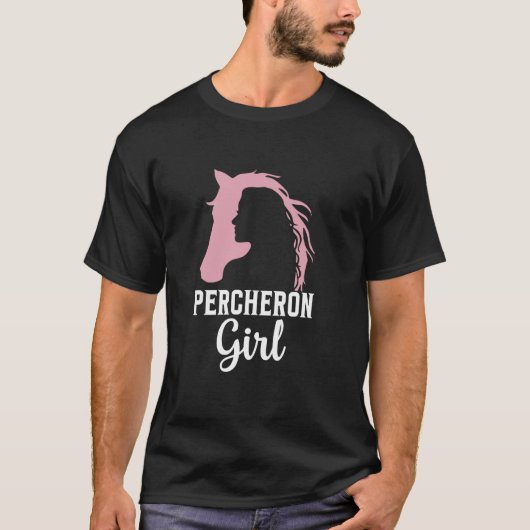 ペルシュロン娘 馬の飼い主 女性 乗馬 乗馬者 ペルシュロン Tシャツ (正面)
