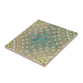 ペルシ動揺してアターコイズブラウン幾何学模様 タイル (側面)