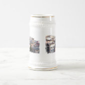 ペルジャ、イタリアの動揺してなボーダーステイン ビールジョッキ (中央)