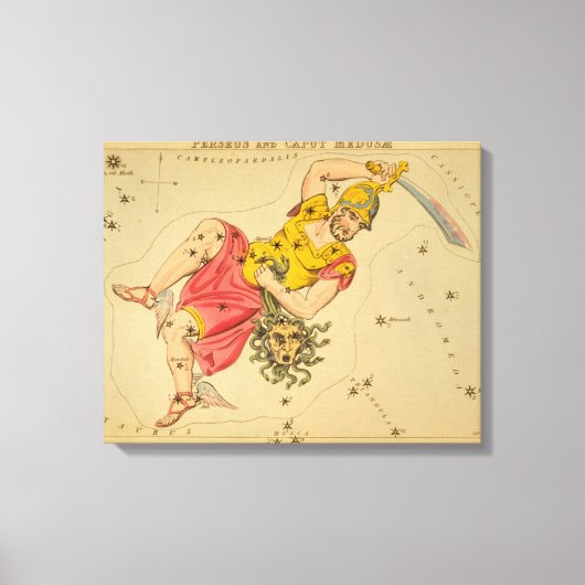 ペルセウス – ヴィンテージ星図 キャンバスプリント (正面)