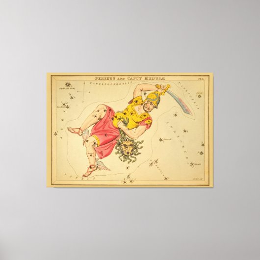 ペルセウス – ヴィンテージ星図 キャンバスプリント (正面)