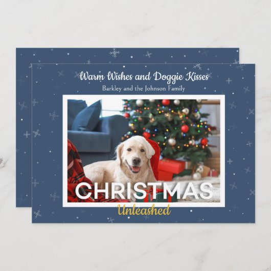 ペルソナライズされた犬の写真のクリスマス シーズンカード (正面/裏面)