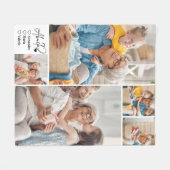 ペルソナライズド5枚の写真アブエラミニマリストラインアート フリースブランケット (正面(横))